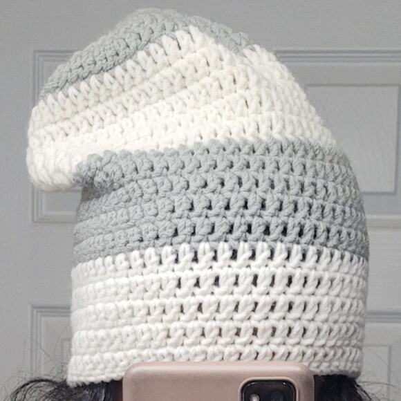 Handmade Crochet Y2k Streetwear Striped Slouchy Beanie - Picture 1 of 1